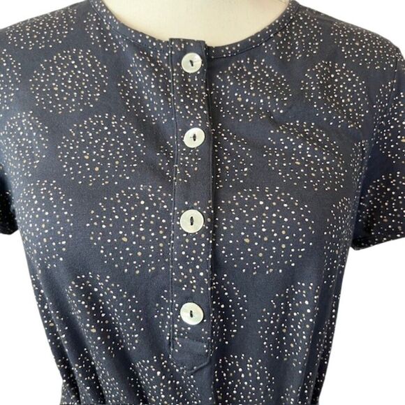 A.P.C. Rue Madame Paris Cherry Dot Cotton Blend Shirt Dress Tie Waist Blue XS - Picture 4 of 11